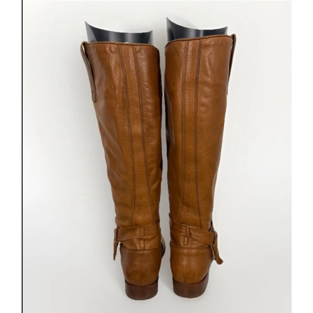 Frye Melissa Knotted Tall Riding Boots Sz 6.5B Leather Camel Brown Retail $400